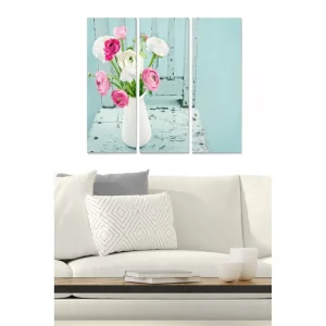 I lager Canvastavla Floral 3-pack Flerfärgad 20x50 cm - Inredning