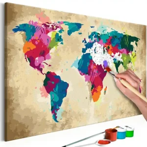 Beställ idag Gör-det-själv Målningar World Map Colourful 60x40 cm - Inredning & dekor