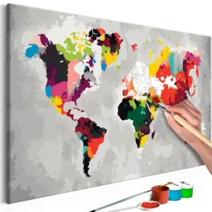 Begränsat antal Gör-det-själv Målningar World Map Bright Colours 60x40 cm - Inredning & dekor