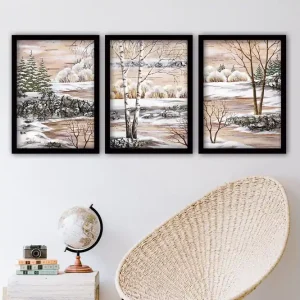 Dekorativ inramad målning 3-Delar 35x45 cm Flerfärgad - Inredning Rabatt