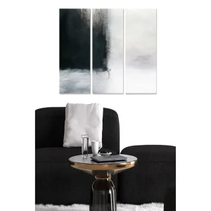 Canvastavla i trä 3-delar 50x70 cm - Abstrakt komposition med mörka och ljusa nyanser Mörkgrå / Vit - Inredning Sänkt pris