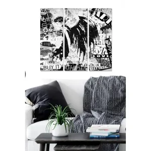 Begränsat antal Canvastavla Abstract 3-pack Flerfärgad 20x50 cm - Inredning
