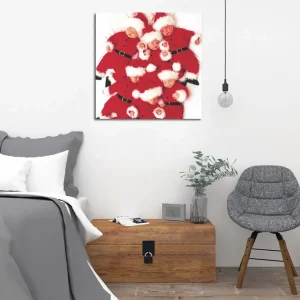 Populär Canvastavla 45x45 cm - Lekfull samling av barn i tomtedräkter Röd / Vit - Inredning