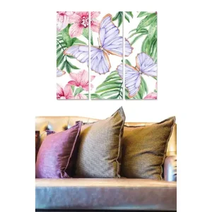 Beställ idag Tavla Floral 3-pack Flerfärgad 20x50 cm - Inredning