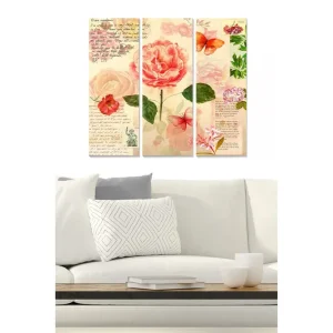 Tavla Floral 3-pack Flerfärgad 20x50 cm - Inredning Begränsat antal