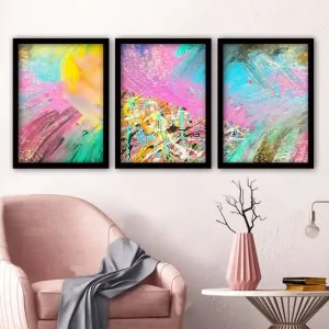 Rea Dekorativ inramad målning 3-Delar 35x45 cm Flerfärgad - Inredning