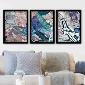 Endast denna vecka Dekorativ inramad målning 3-Delar 35x45 cm Flerfärgad - Inredning