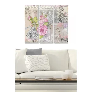 Canvastavla Floral 3-pack Flerfärgad 20x50 cm - Inredning Rea