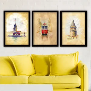 Köp online Dekorativ inramad målning 3-Delar 35x45 cm Flerfärgad - Inredning