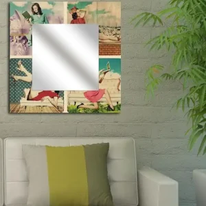 Billig Dekorspegel 50x50 cm Flerfärgad - Inredning