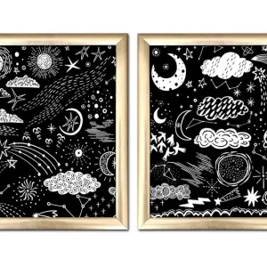 Tavla Astrology med Ram 2-pack Flerfärgad 23,5x28,5 cm - Inredning Bästa pris