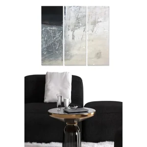 Canvastavla i trä 3-delar 50x70 cm - Abstrakt komposition med ljusa och mörka nyanser Mörkblå / Vit / Grå - Inredning Rabatt