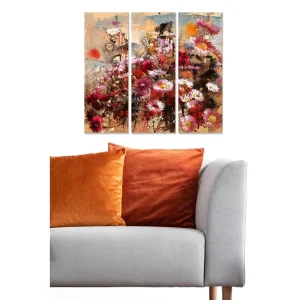 Canvastavla Floral 3-pack Flerfärgad 20x50 cm - Inredning risnedsättning