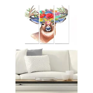 risnedsättning Canvastavla Animal 3-pack Flerfärgad 20x50 cm - Inredning