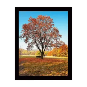 Outlet Inramad Canvastavla i trä - 41x56 cm - Ståtlig höstträd med färgglada löv Orange / Gult / Brunt - Inredning