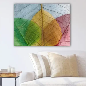 Canvastavla 70x100 cm - Färgglada löv i olika nyanser som skapar en harmonisk komposition Grön / Röd / Gul - Inredning Handla nu