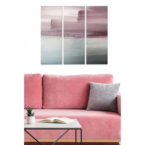 Kampanj Canvastavla i trä 3-delar 50x70 cm - Abstrakt landskap med mjuka färgövergångar Ljuslila / Blå / Grå - Inredning