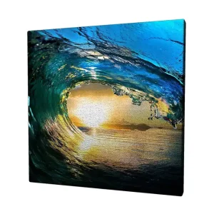 Outlet Canvastavla 45x45 cm - Storslagen våg som fångar solnedgångens ljus Blå / Grön / Gyllene - Inredning