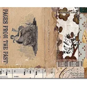 Canvastavla 70x100 cm - Collage av gamla bokblad och dekorativa mönster med en central figur som framhäver nostalgi och historia Beige / Brun / Svart - Inredning Säker betalning