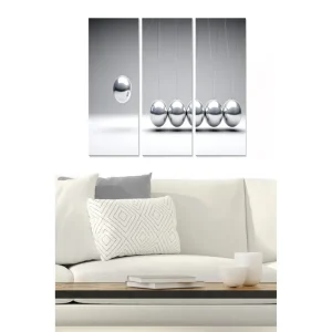 Canvastavla i trä 3-delar 50x70 cm - Reflekterande kulor i en minimalistisk komposition Silver / Grå - Inredning Begränsat erbjudande