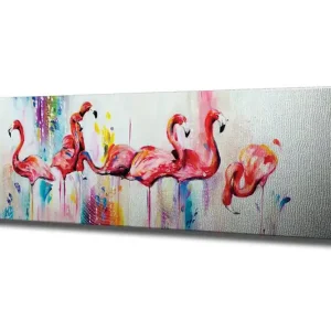 Snabb leverans Canvastavla - Flamingor i livfulla färger - Inredning & dekor