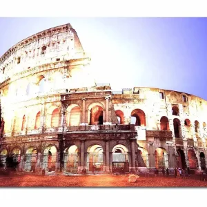 Canvastavla 70x100 cm - Majestätisk vy av Colosseum i Rom, fångad i ett mjukt ljus Beige / Grå / Orange - Inredning Endast denna vecka