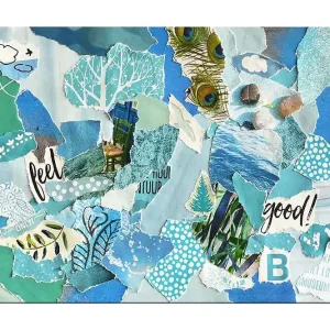 Endast idag Canvastavla 70x100 cm - Färgglad collage med inslag av natur och positiva budskap Blå / Grön / Turkos - Inredning