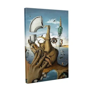 Begränsad tid Canvastavla - Surrealistisk komposition med en hand som täcker ansiktet och en ögonblicksbild av en drömvärld - Inredning & dekor