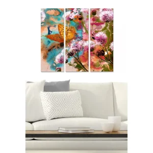 Billig Canvastavla Floral 3-pack Flerfärgad 20x50 cm - Inredning