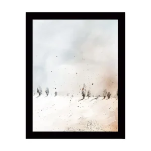 Inramad Canvastavla i trä - 41x56 cm - Vinterlandskap med snöklädda träd Vit / Ljusgrå / Beige - Inredning risnedsättning