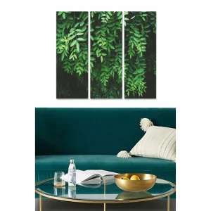 Canvastavla i trä 3-delar 50x70 cm - Grönskande bladverk i en harmonisk komposition Mörkgrön / Ljusgrön - Inredning Nedsatt pris