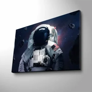 Bästa pris Canvastavla med LED-belysning - Astronaut i rymden omgiven av asteroider - Inredning & dekor