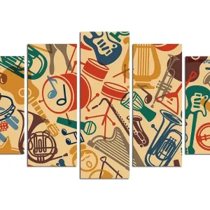 Tavla Abstract 5-pack Flerfärgad 20x60 cm - Inredning Begränsat erbjudande