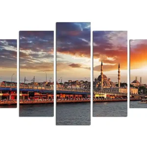 Lägg i varukorgen Canvastavla City Istanbul 5-pack Flerfärgad 20x60 cm - Inredning