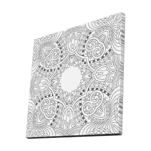 Canvastavla 45x45 cm - Intrikat mönster med geometriska och organiska former Svart / Vitt - Inredning Begränsat antal