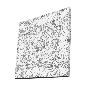 Canvastavla 45x45 cm - Abstrakt mönster med svarta linjer och detaljer Svart / Vitt - Inredning Snabb leverans