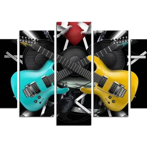 Canvastavla Music 5-pack Flerfärgad 20x60 cm - Inredning Rabatter