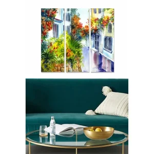 risnedsättning Canvastavla Scenic 3-pack Flerfärgad 20x50 cm - Inredning