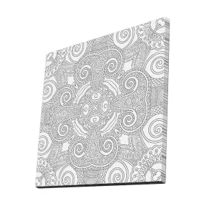 Canvastavla 45x45 cm - Abstrakt mönster med spiraler och linjer Svart / Vitt - Inredning Snabb frakt