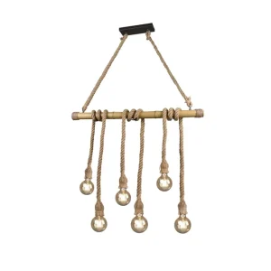 Wilma Taklampa 6L E27 bambu/ sisal - Belysning Snabb frakt
