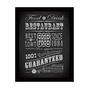 risnedsättning Inramad Canvastavla i trä - 41x56 cm - Typografisk affisch med restaurangtema Svart / Vit - Inredning