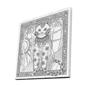 Canvastavla 45x45 cm - Katt med detaljerad mönstring och ornamentik Svart / Vitt - Inredning Säker betalning