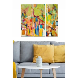 Canvastavla Abstract 3-pack Flerfärgad 20x50 cm - Inredning risnedsättning
