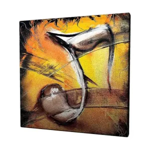 Canvastavla 45x45 cm - Abstrakt komposition med musikaliska inslag Guld / Svart / Brun - Inredning Erbjudande