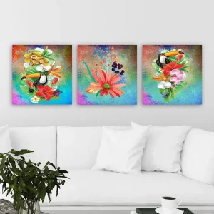 Dekorativ Canvastavla 3-Delar 30x30 cm Flerfärgad - Inredning Begränsat antal