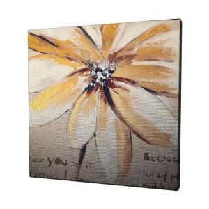 Endast denna vecka Canvastavla 45x45 cm - Storslagen blomma med gula och beigea toner Gult / Beige / Brunt - Inredning