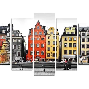 Canvastavla City 5-pack Flerfärgad 20x60 cm - Inredning Köp online