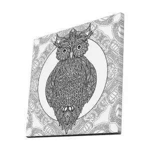 Canvastavla 45x45 cm - Uggla med intrikata mönster i svart och vitt Svart / Vitt - Inredning Lågt pris
