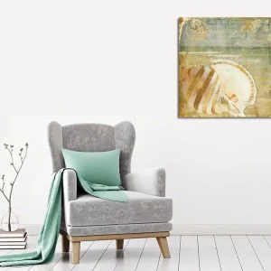 Canvastavla 45x45 cm - Snäcka med subtila detaljer och texturer Beige / Blå / Grön - Inredning Fri frakt