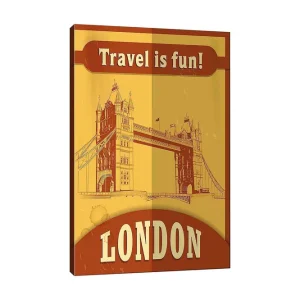 Rea Canvastavla 70x100 cm - Stiliserad illustration av Tower Bridge i London med en retro känsla Guld / Brun - Inredning
